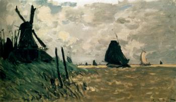 Claude Oscar Monet : A Windmill Near Zaandam